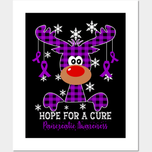 Reindeer Hope For A Cure Pancreatic Awareness Christmas Posters and Art